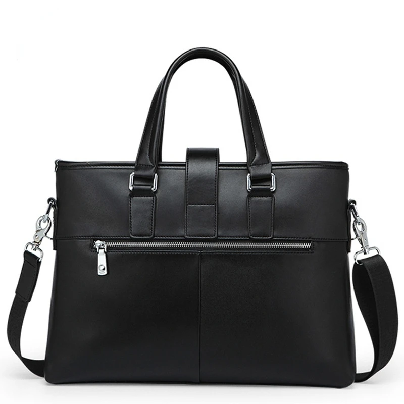 Men's Briefcase Shoulder Messenger Bag Men Leather 14 Inch Laptop Bag Men's Business Portable Meeting Leather Bags Messenger