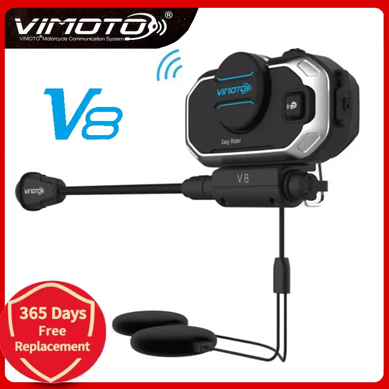 

Vimoto English Version Easy Rider V8 Multi-Functional Motorcycle Interphone Helmet Intercom Bluetooth-compatible Headset