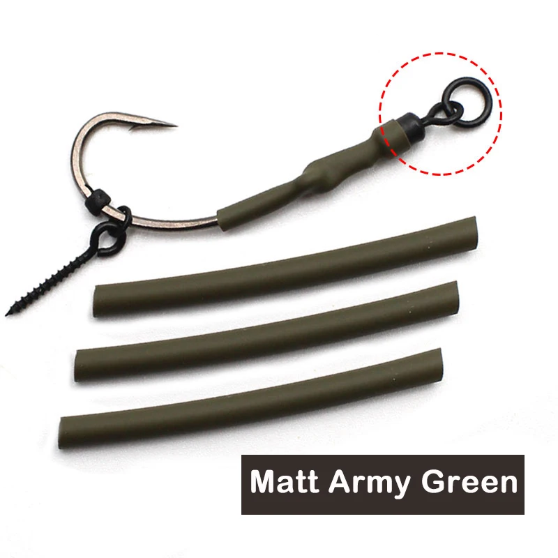 30pcs Carp Fishing Accessories Matt Army Green Anti Tangle Sleeves Hair Chod Helicopter  Ronnie Rig For Carp Fishing Tackle
