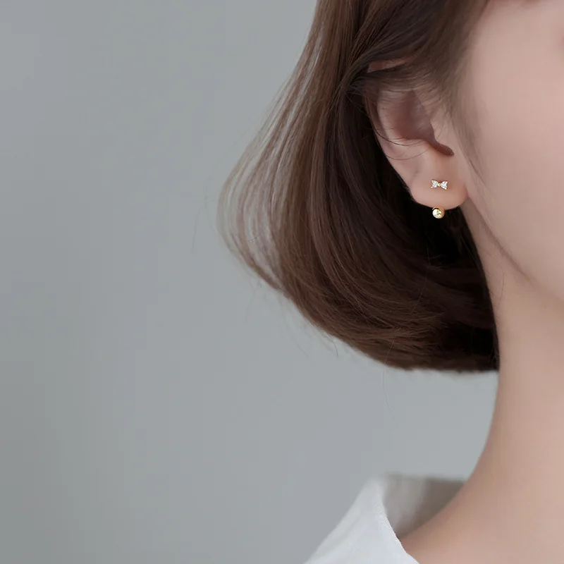 TrustDavis 1 Pcs Real 925 Sterling Silver Fashion Flower Bowknot Star Screw Stud Earrings For Women Fine Jewelry Gift DB1363 - купить по