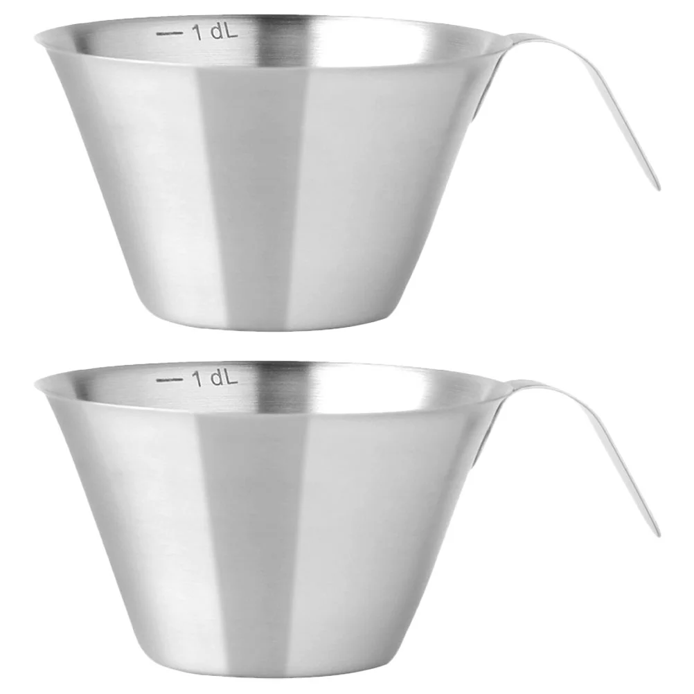 

2Pcs Multi-function Compact Stainless Steel Measuring Cup Heat-resistant Espresso Cup for Store Home Coffee Daily