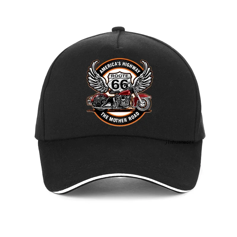 

Americas Highway Route 66 Bonnet Hats Motorcycle Golf Hat Cool Goth Summer Men Women Adjustable Snapback Hats