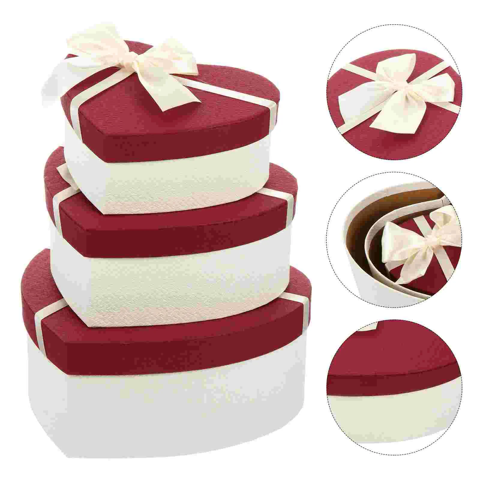 

Box Gift Heart Paper Boxes Shaped Case Present Jewelry Bow Wedding Knot Packing Day Birthday Valentinefavor Flower Party
