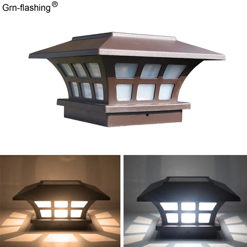 Outdoor Porch Light Garden Yard Street Lawn Lamp Light Control Solar Panel Pillar Post Cap Fence Lamp Solar Power Wall Lamp