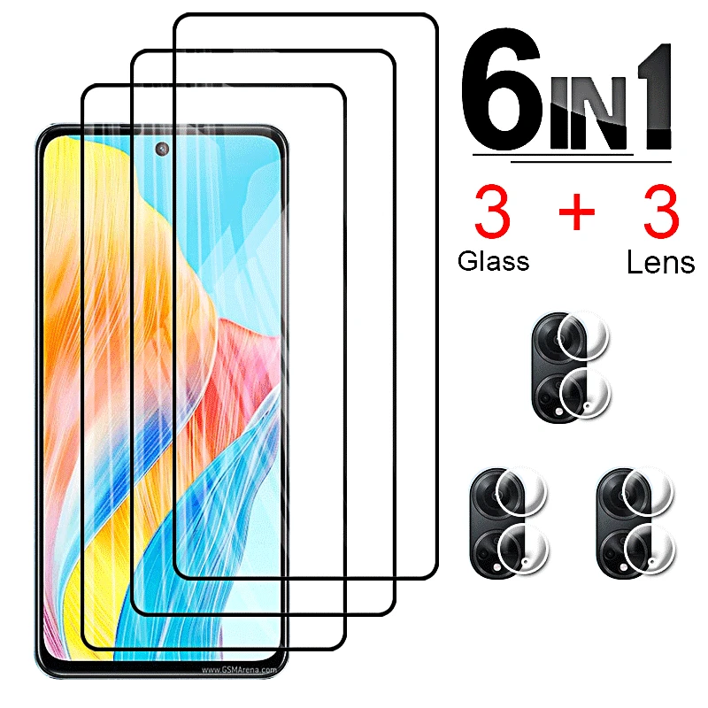 6 в 1 закаленное стекло для Oppo A98 5G, защита экрана, стеклянная пленка для объектива камеры A78 A96 A95 A94 A74 A57 A53s 5g A17k A54