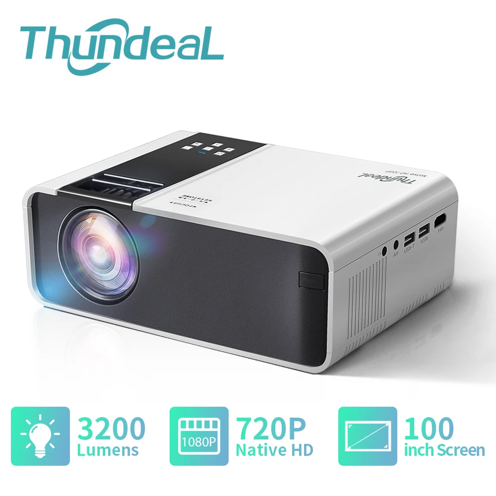 Мини-проектор ThundeaL TD90 Базовая вирсия HD 4K видео светодиодный портативный проектор