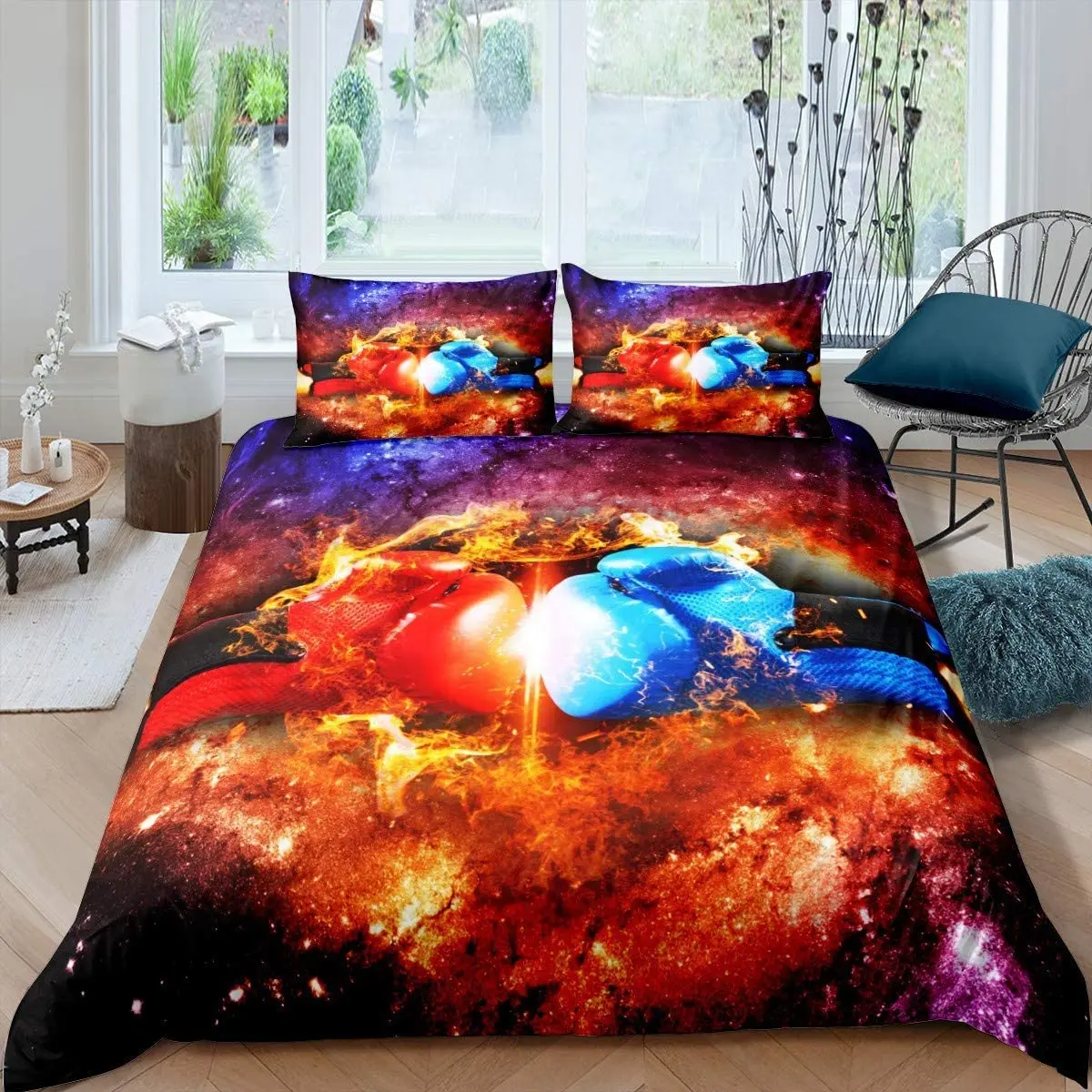 

Set Sports Games Theme Twin Bedding Set Microfiber Boxing Gloves Athlete Silhouette Queen King Quilt Cover Boxing Duvet Cover
