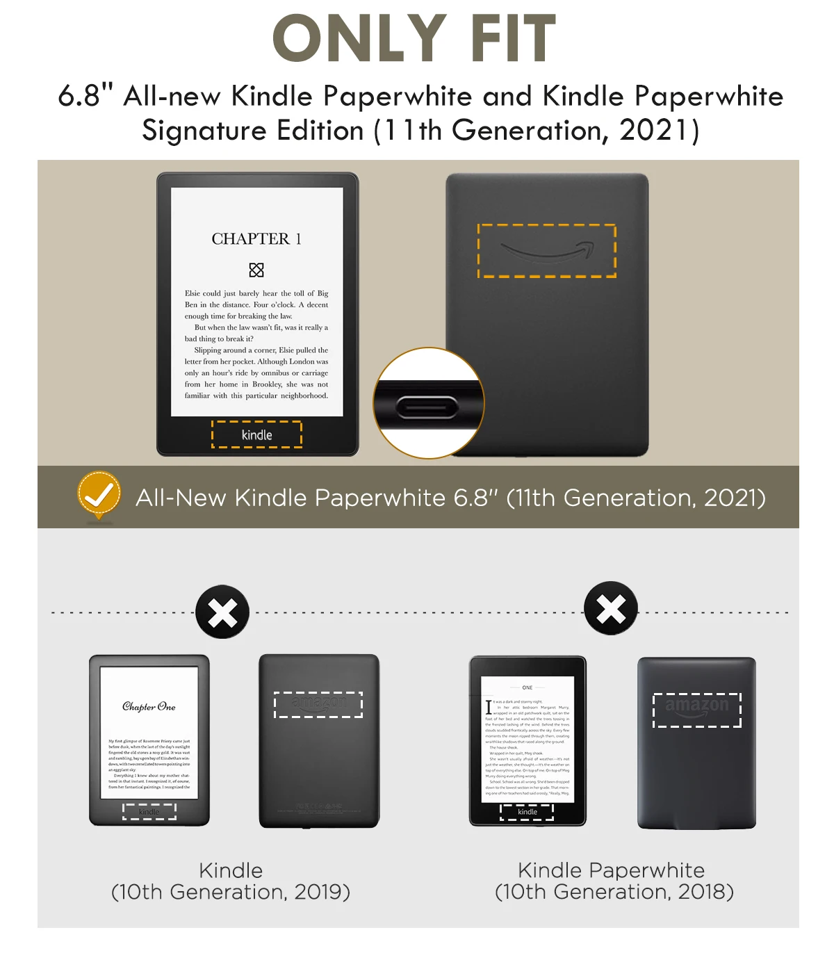 Чехол для Kindle Paperwhite (11-го поколения-6,8) и Kindle Paperwhite, версия с подсветкой, чехол с автоматическим включением