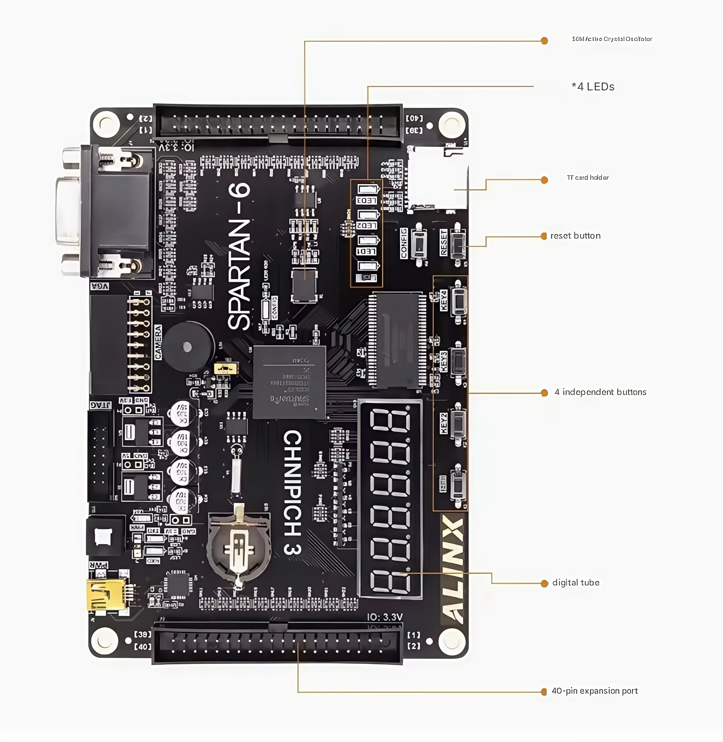 Фото Плата разработки Xilinx Spartan-6 Fpga Ax309 Обучающая плата Spartan6 Xc6slx9 Студенческая доска №5