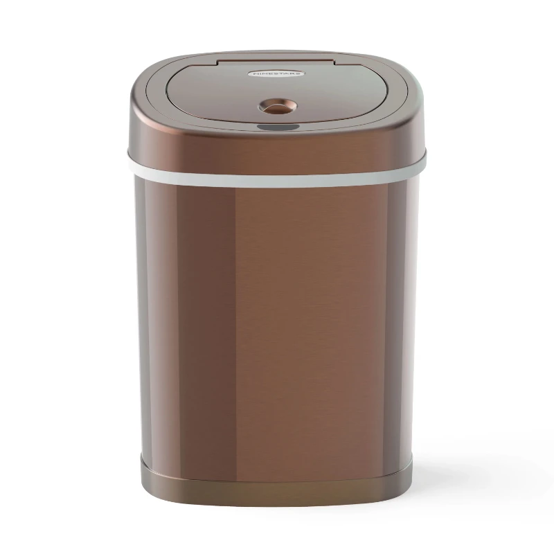 

4 Gallon Trash Can, Touchless Oval Office Trash Can, Gold Stainless Steel