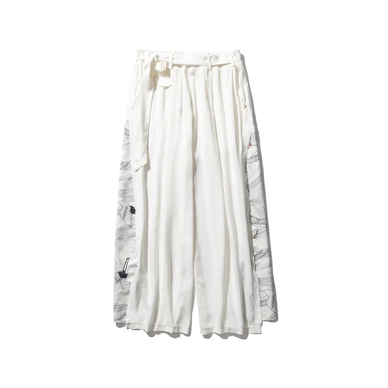 Лето 2024 женские брюки с широкими штанинами в японском стиле льняные брюки-багги