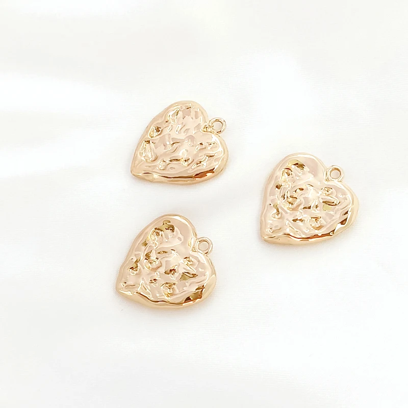 

3 pieces 16x17mm Copper clad 14K Gold Solid irregular heart pendant DIY makes jewelry discovery Necklace Bracelet accessories