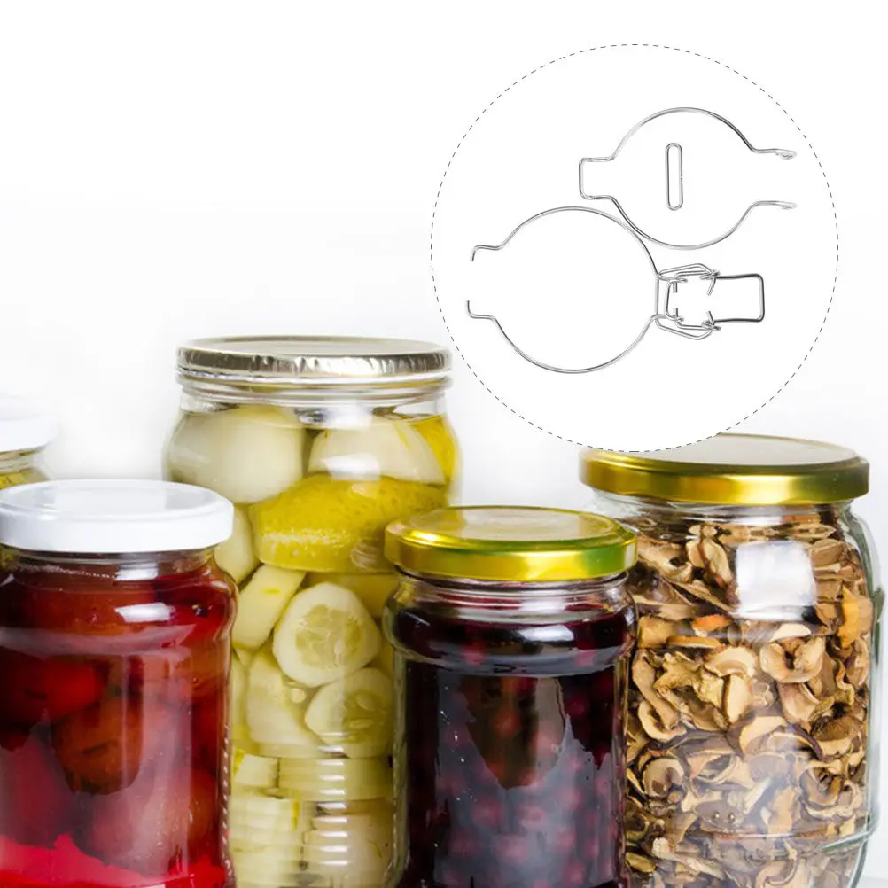 Фото Набор из 12 зажимов для стеклянных банок из нержавеющей стали с пружинным механизмом для герметичного закрытия, легко открываются и закрываются, для хранения продуктов №1