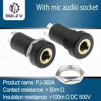 3 5mm 4pin stereo audio socket 4 pole black panel mount gold plated with nuts headphone socket