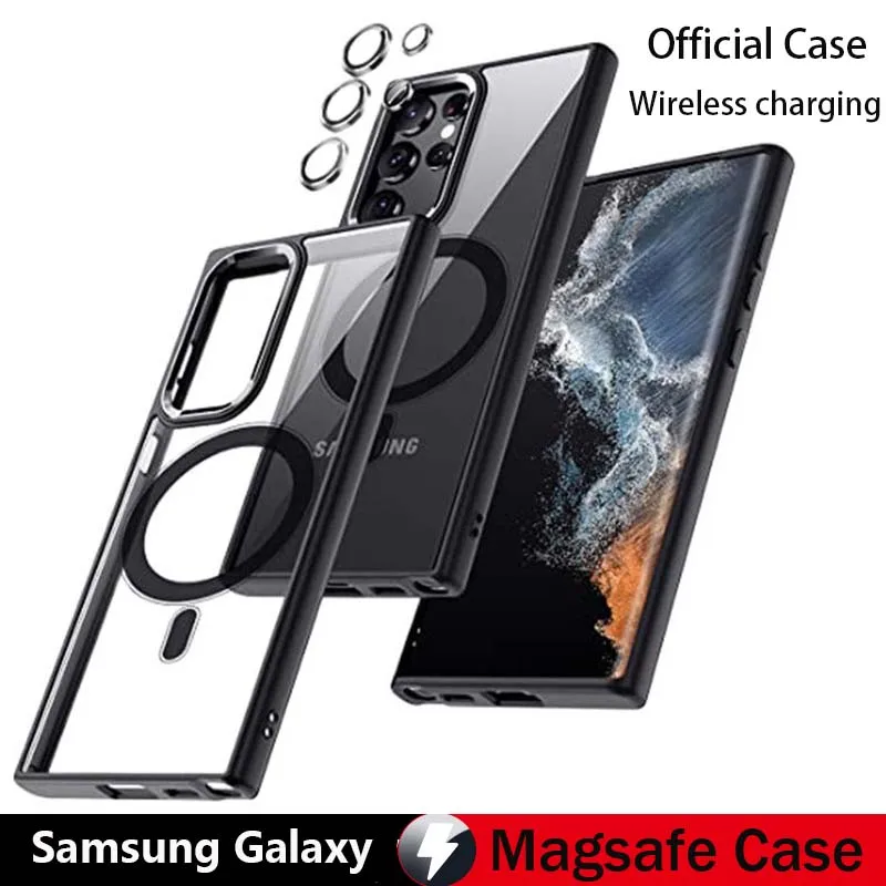 

Z-SHOW Magnetic MagSafe For Samsung Galaxy S23 S22 Ultra Plus Case Metal HD Lens Protector Shockproof Ultrathin Cover Bag Coque