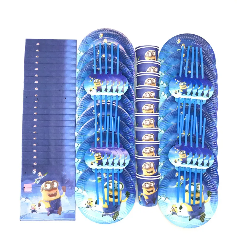 

50-80pcs Minions Birthday Party Decorations Cups Plates Tablecloth Toys Baby Shower Birthday Supplies Gifts Free Shipping Items