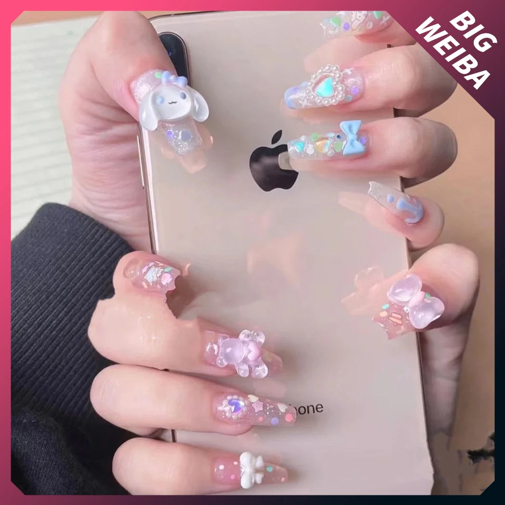 Hello Kitty and Friends Sanrio nail set/ Kawaii nails/ Junk nails