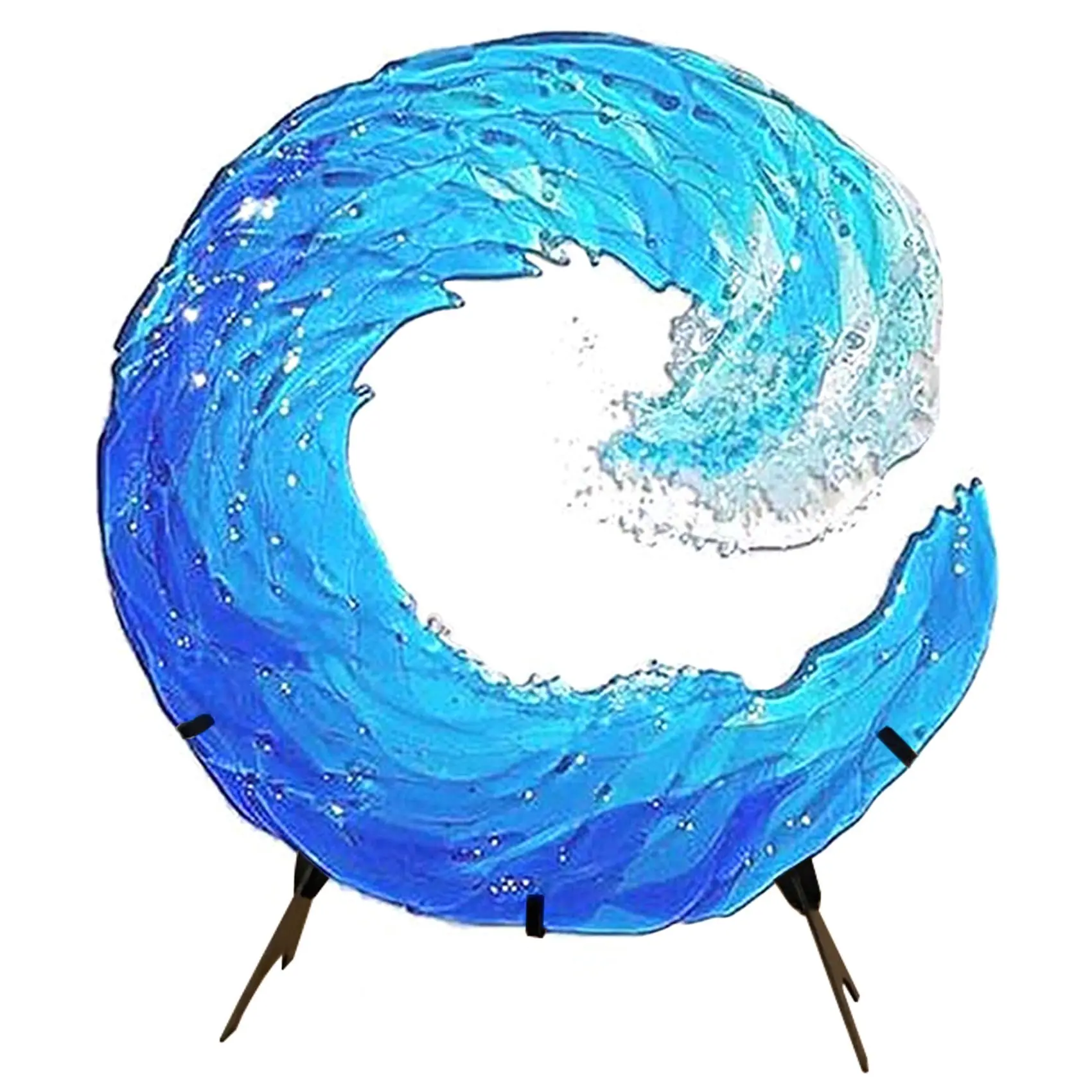 

Ocean Wave Fused Sculpture Gradient Blue Wave Sculpture Ornament Decoration Waves Art Crafts for Home Decor 20x20CM