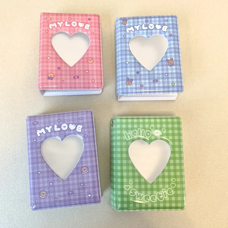 

INS Plaid 40 Pockets 3 Inch Photo Album Love Hollow Photocard Holder Kpop Idol Cards Storage Book Photocard Binder Collect Book