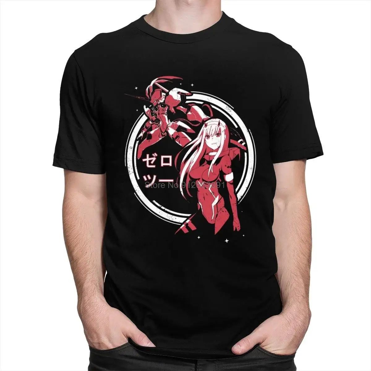 

Darling In The Franxx T-Shirts Men Graphic T Shirt Short Sleeve Anime Manga Zero Two Strelitzia Tshirt Cotton Tee Tops Oversized