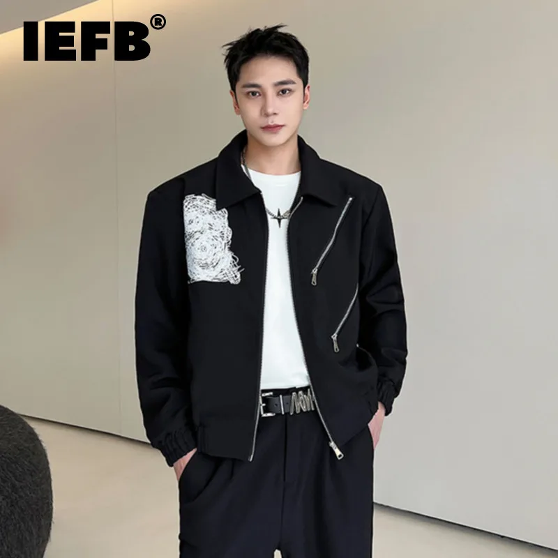 

IEFB Printing Jackets For Men's Autumn New Coat Trend Fashion Personality Clothing Zipper Design Korean Style Streewear 9C1539