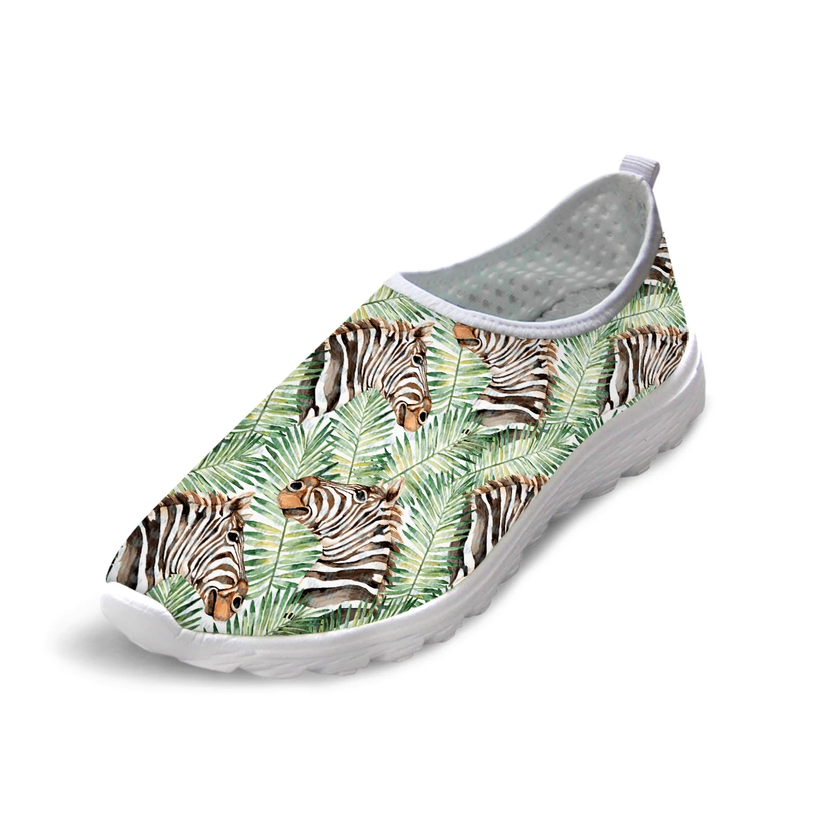 

Женские сетчатые кроссовки с принтом листьев, повседневная обувь на плоской подошве, удобные прогулочные туфли на заказ