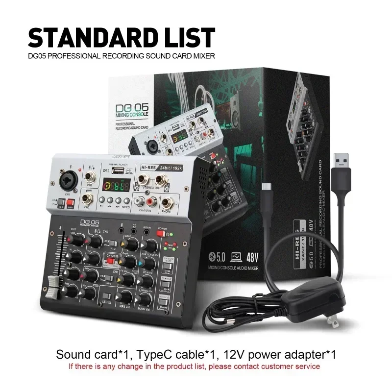 Audio Interface Sound Card with Monitoring Studio Quality 24bit 192k 5.0 BT For PC Electric Guitar Live Recording Singing