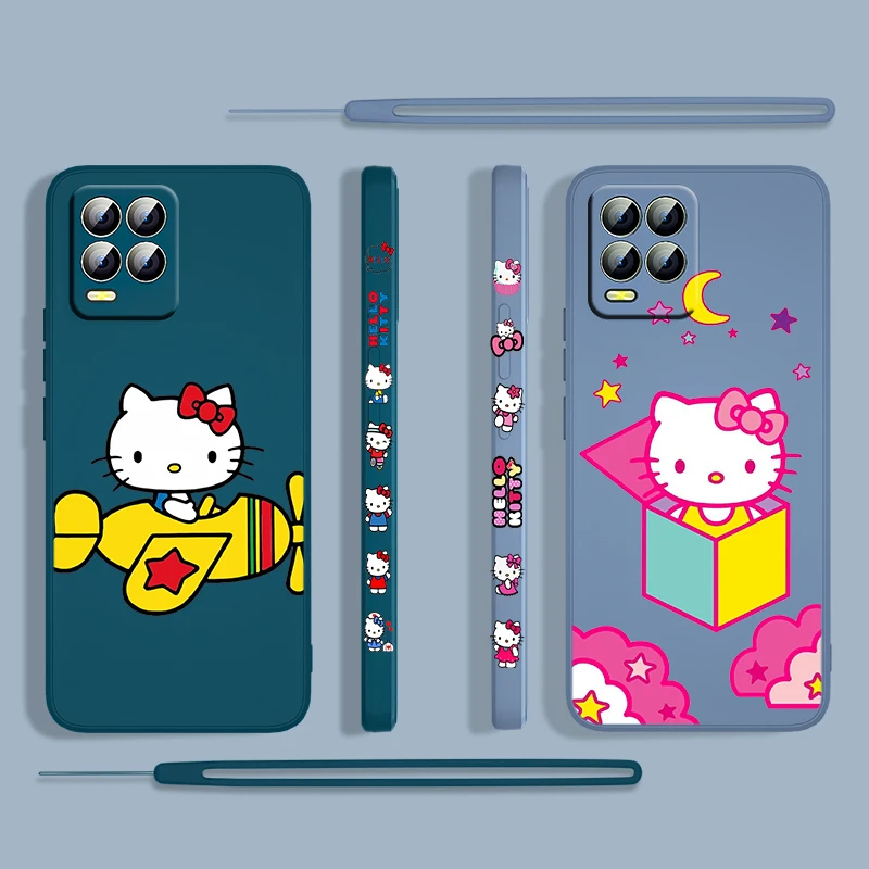 cute anime hellokitty girl for oppo realme 50i 50a 9i 8i 6 pro find x3 lite neo gt master a9 a5 liquid left rope phone case capa free global shipping