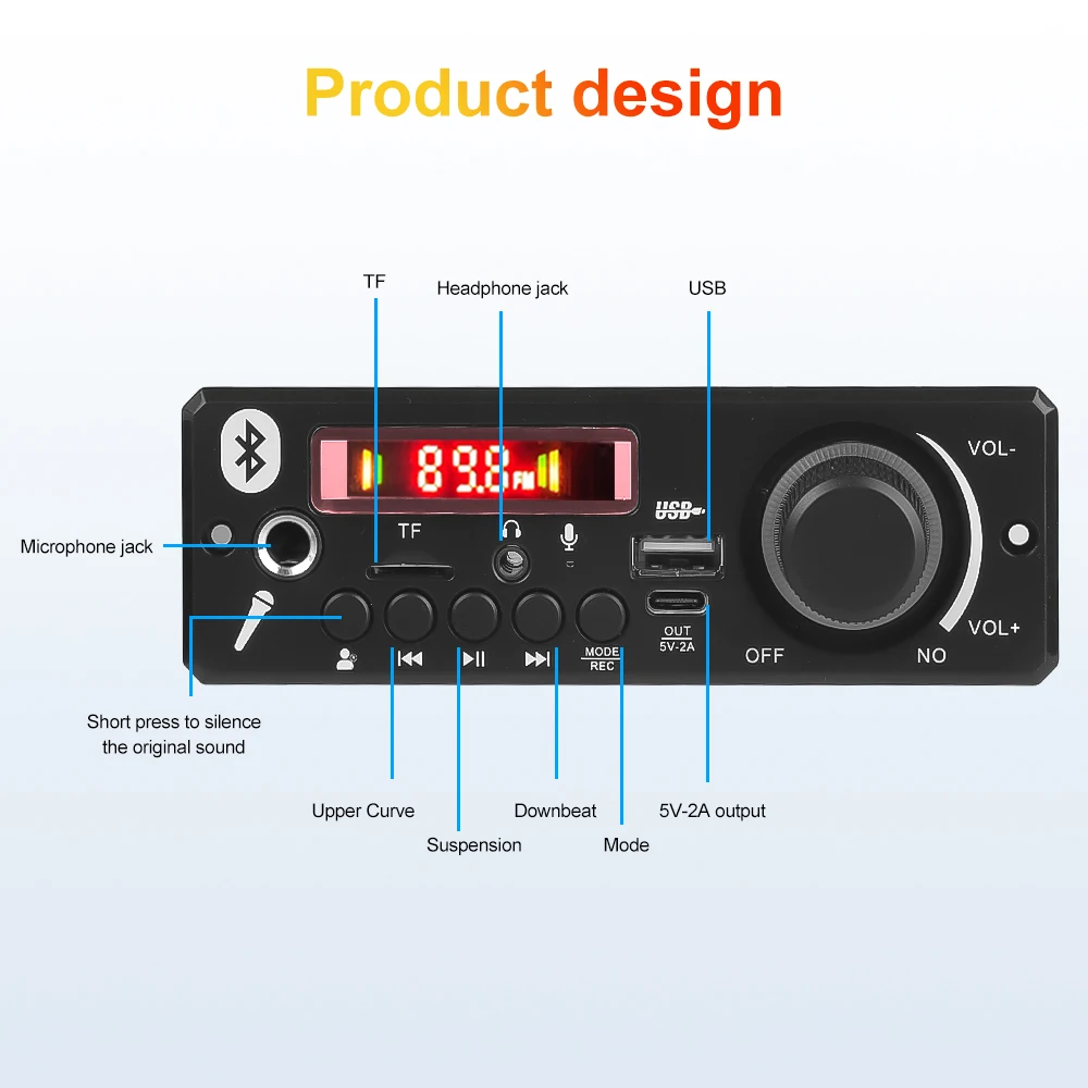 160W DIY Home Digital Amplifier MP3 Decoder Board 12V 80W Audio Power Bluetooth FM For Music Subwoofer Speakers Volume Control images - 6