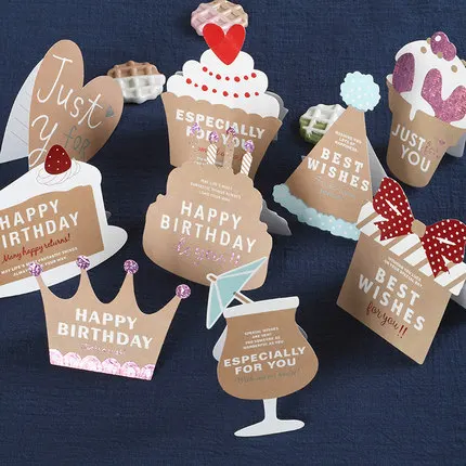 

4pcs paper birthday cards ice cream party gift just for you cards