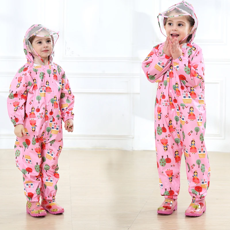 Детский Модный водонепроницаемый комбинезон От 2 до 10 лет дождевик с капюшоном