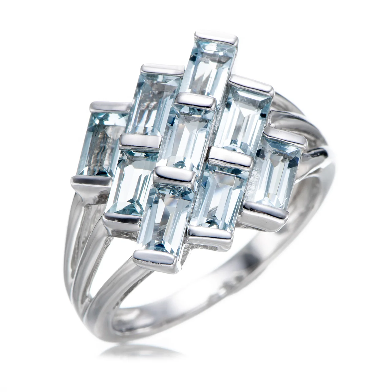 

Aquamarine Rhodium Over Sterling Silver Ring