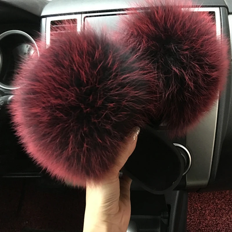 Summer Fluffy Fox Fur Slides For Women Designer Luxury Cute Plush Real Fur Slippers Female Furry Sandals Home Flats Wholesale
