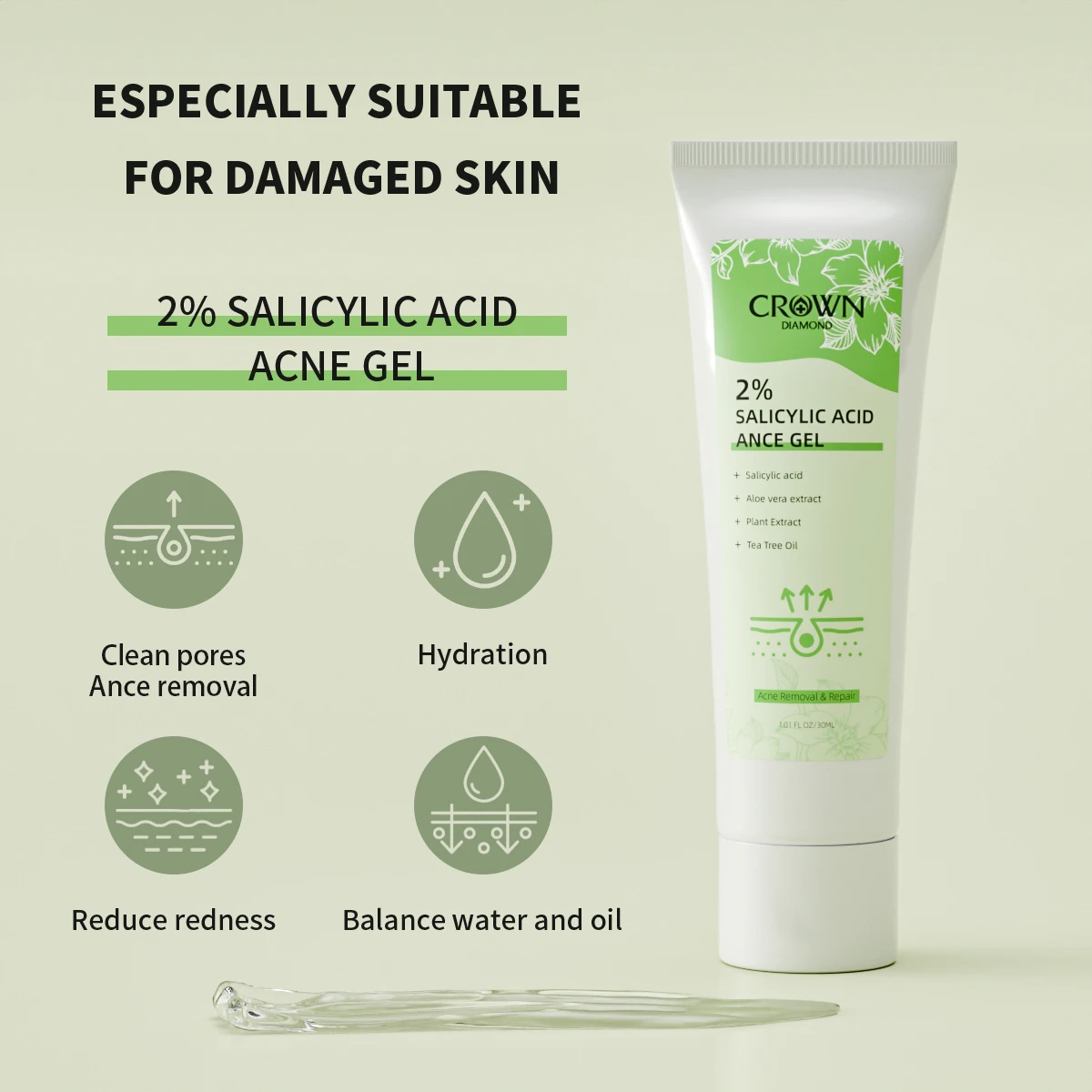 30 мл салициловая кислота гель для лечения прыщей удаления лица глубоких шрамов