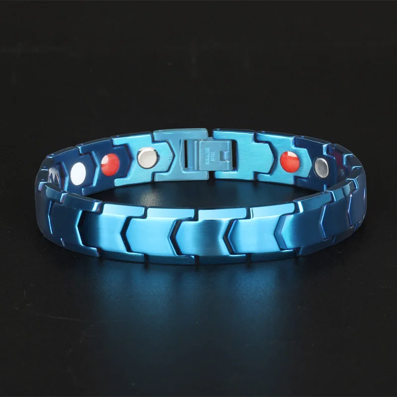 

Blue Seawater 100% Titanium 99.999% Germanium Mens Womens Blood Pressure Accessory Bracelet Therapy Charm Jewelry Gifts W/ Tool
