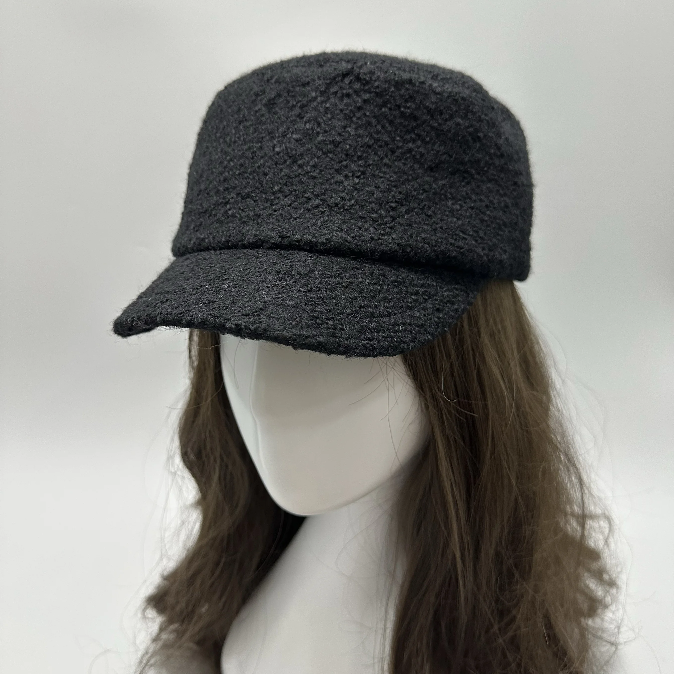 Autumn and Winter Fleece Retro Brim Hat Classic Woolen Painter Cap Newsboy Women Trendy New Korean sle Simple Sle Bla...