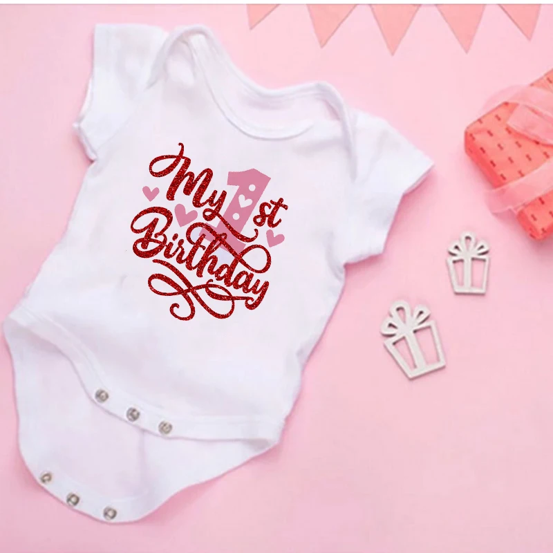 My 1st Birthday Newborn Summer Romper Infant Body Toddler Short Princess Sleeve Jumpsuit Baby Girl Birthday Party Outfit Clothes images - 6