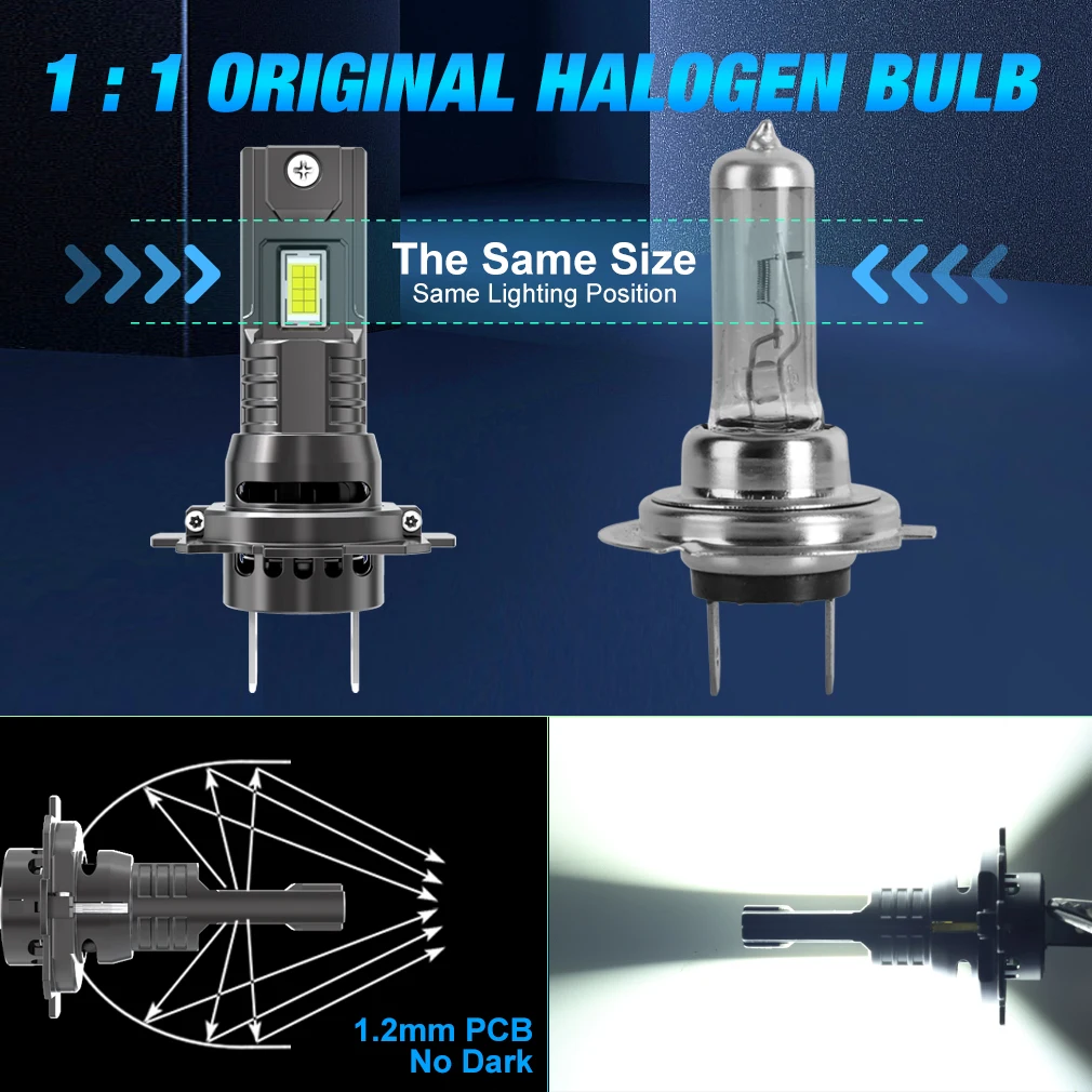 2 шт. H7 Canbus светодиодная лампа для фар 6500K Plug&ampPlay мини беспроводная 80 Вт 25000LM CSP