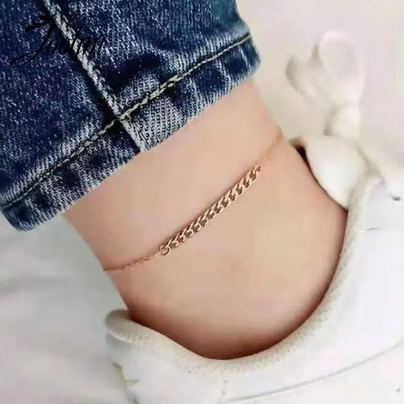 

Joolim Jewelry High End Pvd Wholesale No Fade Fashion Summer Beach Simple Naked Chain Stainless Steel Anklet For Women