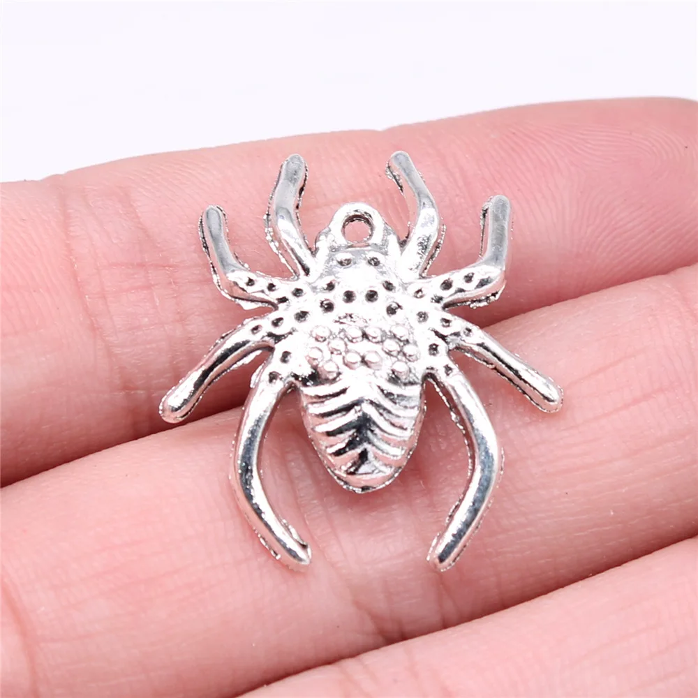 

10pcs 28x25mm Antique Silver Color Spider Charms For Jewelry Making B12161