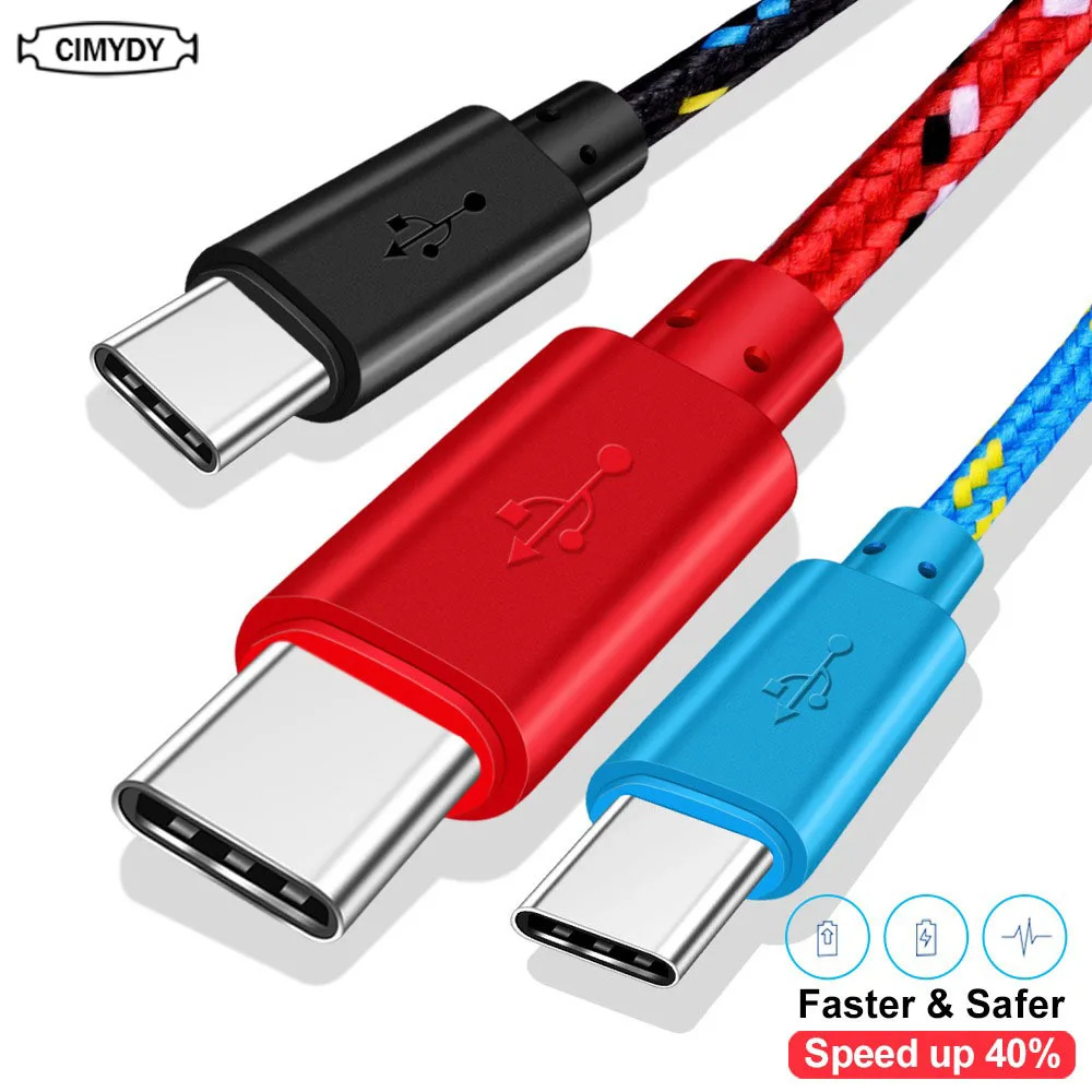 

USB Type C Cable Nylon Fast Charging Data Cable for Samsung S9 S10 Note 9 Oneplus Huawei xiaomi Mobile Phone Type-c USB-C Cables