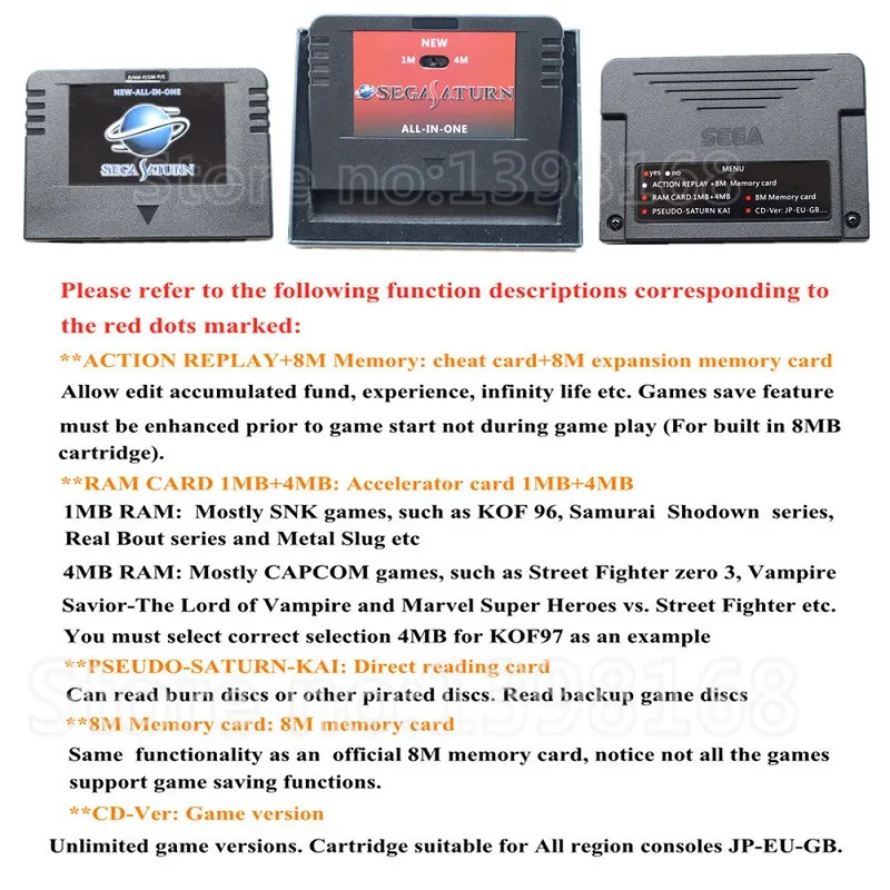 New Original ALL IN One SEGA SATURN SD Card Pseudo KAI Games Video Used with Direct Reading 4M Accelerator Function 8MB Memory |