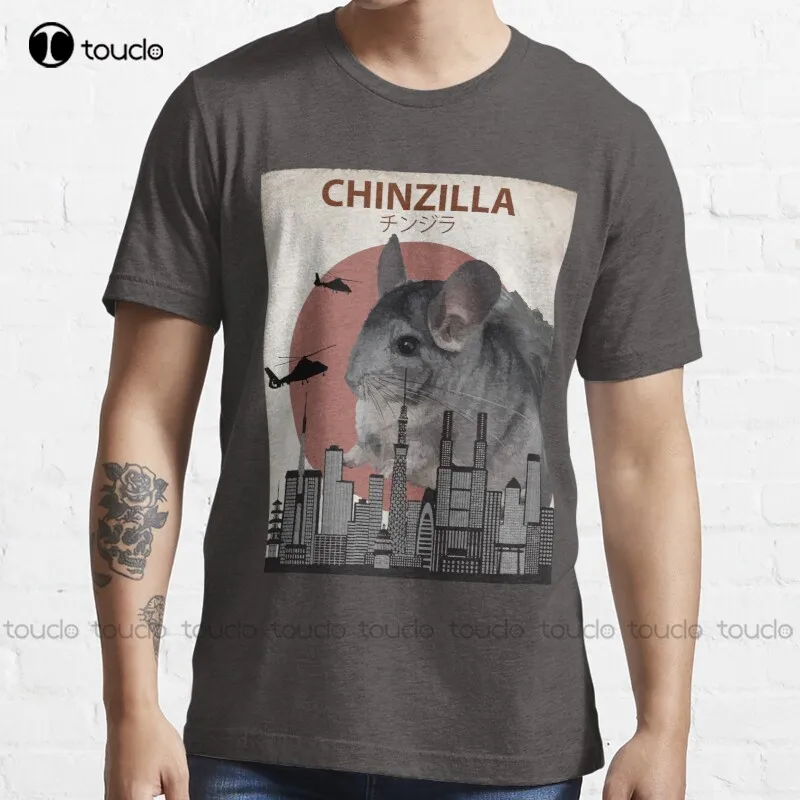 Новая футболка Chinzilla с гигантским шиншилловым монстром, хлопковая футболка, оригинальные мужские футболки, модная забавная футболка унисекс для подростков