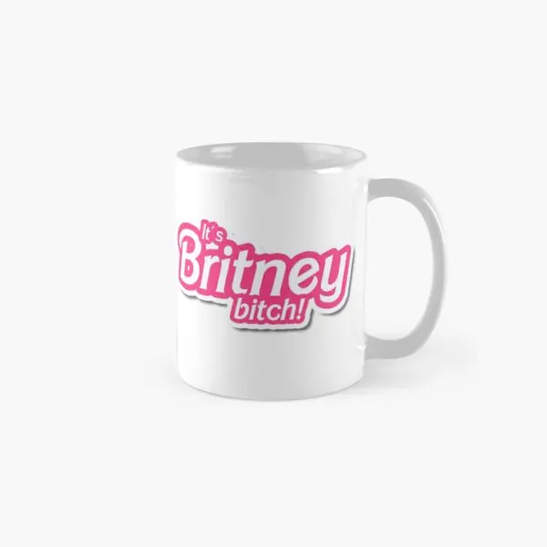 

Классическая кружка It Is Britney B Tch, фотография, чайная чашка, изображение, подарки, дизайнерская ручка, круглая посуда для кофе, простая печать