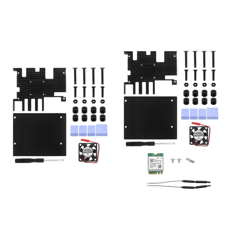 

Enclosure Case for Orange Pi 5 Plus Board with Cooling Fan Heatsinks Motherboard Cover Radiator Box WIFI Card Optional