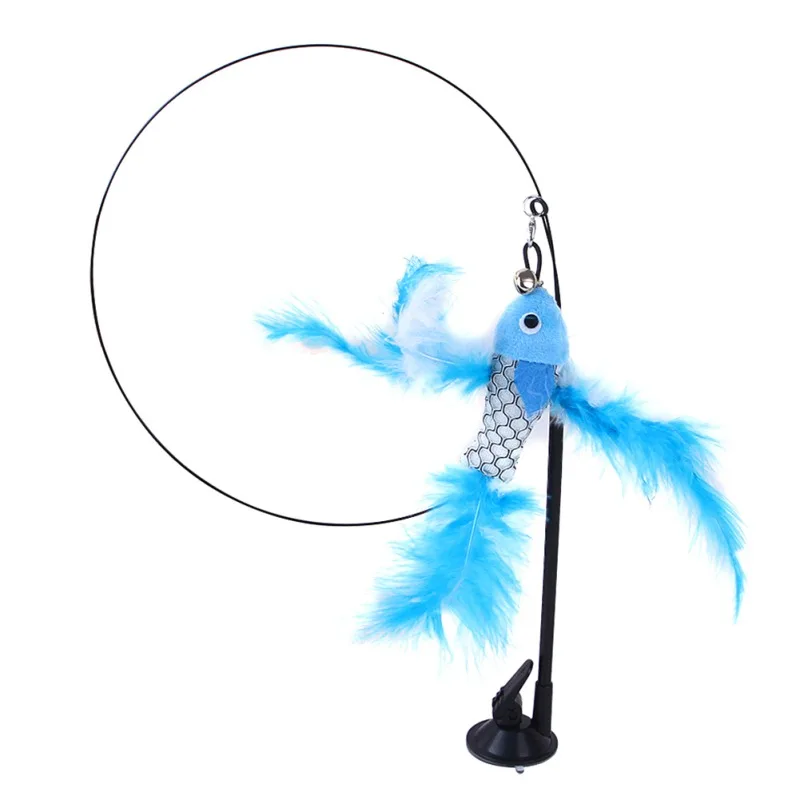 

Cat Feather Toys Interactive Cats Powerful Suction Cup Handheld Teaser Wand Toy for Kitty Kitten Scratching Exercise Indoor Play