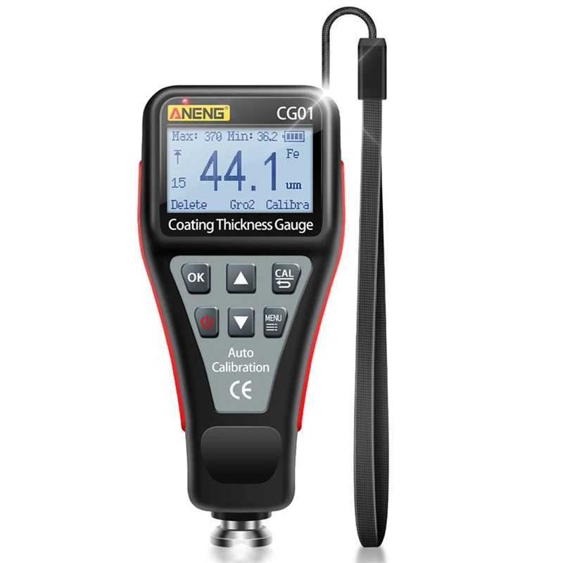 

ANENG CG01 Digital Coating Thickness Gauge Tester Ultra Precision 0.1Um Resolution Measuring Fe/Nfe Coatings Car Paint 0-1500Um