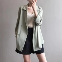 dropshipping long sleeve loose fit sunscreen women blazer solid color lapel thin suit coat cardigan workwear