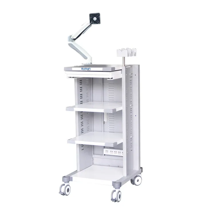 

OM-TCD Grey purple corners new design cart with monitor arm