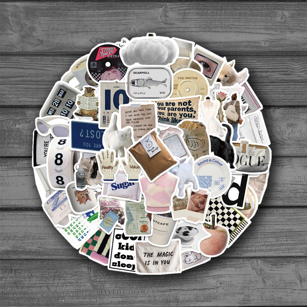 

57Pcs Retro Vintage Ins Simple Cute Stickers Korean Cartoon Decals DIY Laptop Fridge Phone Scrapbook Cool Graffiti Sticker Toys